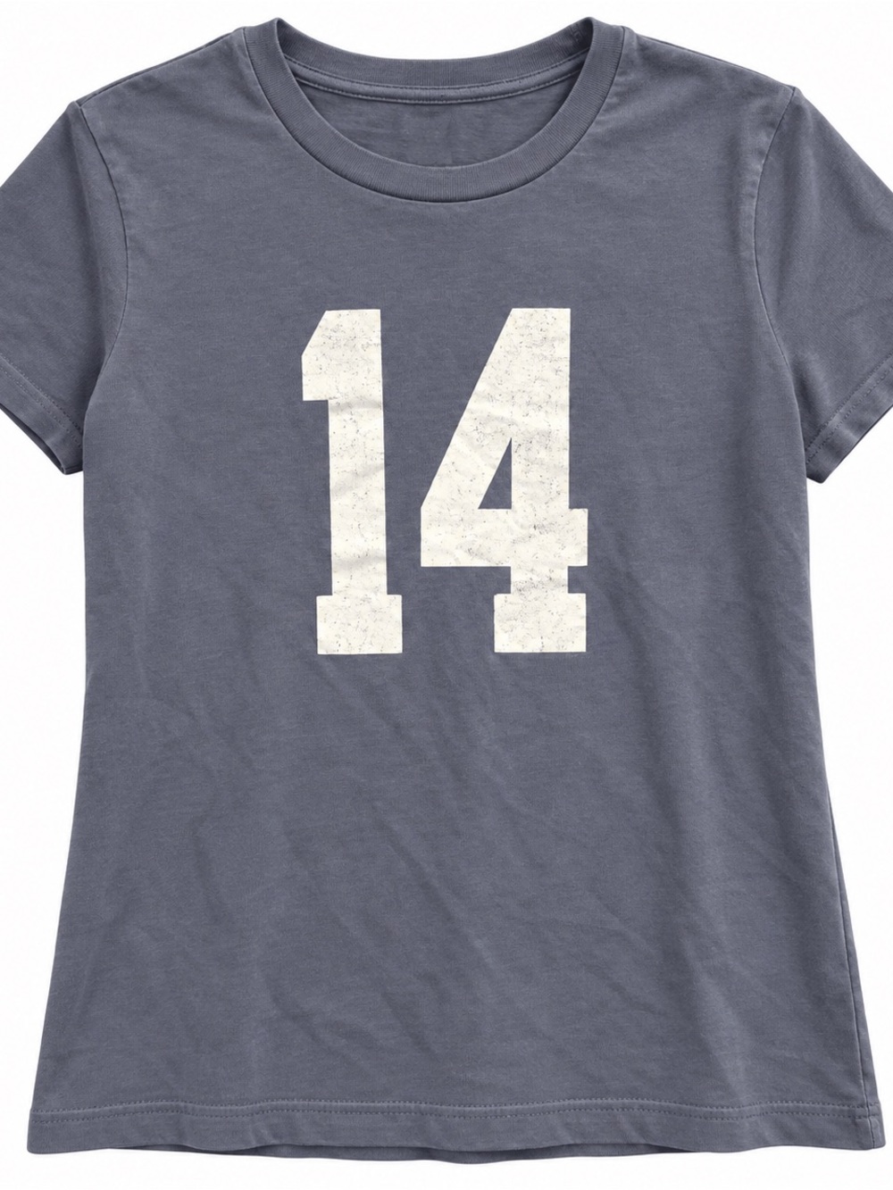 Brandy Melville Slate Gray Tee with White '14' Graphic